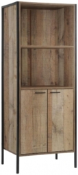 Industrial Rustic Oak Effect 2 Door Storage Bookcase