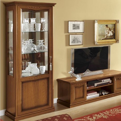 Camel Nostalgia Walnut Italian 1 Door Display Cabinet - LHF - image 1