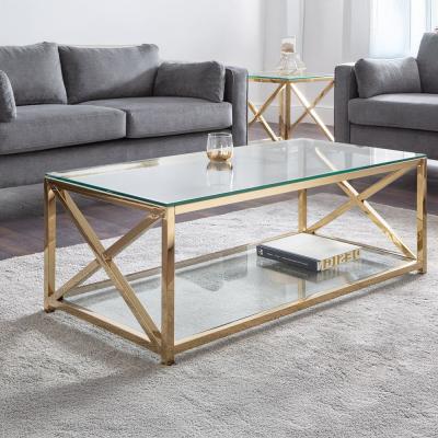 Miami Glass and Gold 120cm Coffee Table - image 1