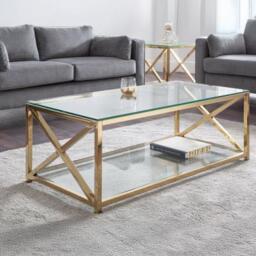 Miami Glass and Gold 120cm Coffee Table - thumbnail 1