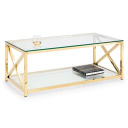 Miami Glass and Gold 120cm Coffee Table - thumbnail 2