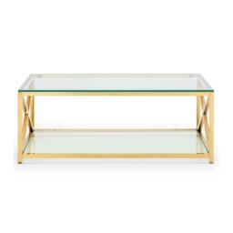 Miami Glass and Gold 120cm Coffee Table - thumbnail 3