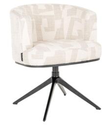 Cheyenne Beige Fabric Graffic Swivel Dining Chair with Black Legs - thumbnail 3
