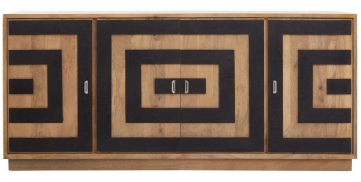 Salem Black and Mango Wood 4 Door Extra Large Sideboard - 200cm - image 1