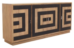 Salem Black and Mango Wood 4 Door Extra Large Sideboard - 200cm - thumbnail 3