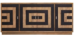 Salem Black and Mango Wood 4 Door Extra Large Sideboard - 200cm - thumbnail 1