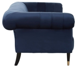 Siena Midnight Blue Velvet Fabric 3 Seater Chesterfield Sofa - thumbnail 3