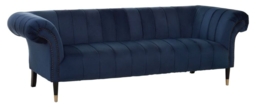 Siena Midnight Blue Velvet Fabric 3 Seater Chesterfield Sofa - thumbnail 2