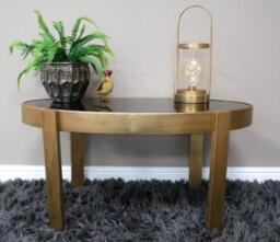 Dutch Black Glass and Metal Side / Coffee Table - thumbnail 1