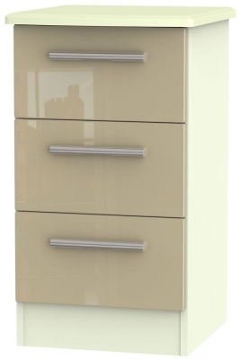 Knightsbridge Mushroom and Cream 3 Drawer Beside Cabinet