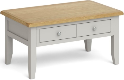 Guilford Country Grey and Oak Coffee Table, Storage with 2 Drawers - image 1