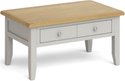 Guilford Country Grey and Oak Coffee Table, Storage with 2 Drawers - thumbnail 1