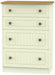 Warwick Cream and Oak 4 Drawer Deep Chest