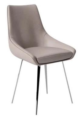 2 x Lanna Taupe Faux Leather Dining Chair with Chrome Base