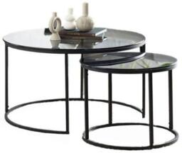 Chicago Smoked Black Round Nest of Coffee Tables