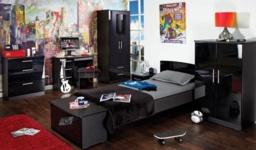 Knightsbridge Black Gloss 3 Drawer Desk - thumbnail 2