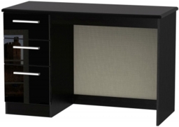 Knightsbridge Black Gloss 3 Drawer Desk - thumbnail 1