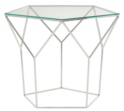 Ivey Glass Top and Chrome Pentagonal Coffee Table - image 1