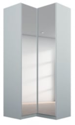 Alabama Silk Grey 2 Door Corner Wardrobe with Mirror Front - 100cm