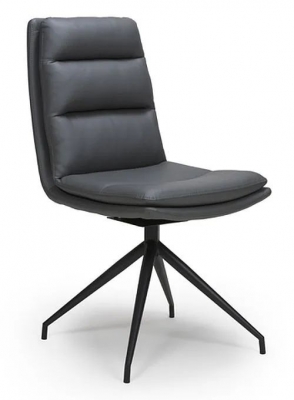 2 x Nobo Grey Faux Leather Swivel Dining Chair with Black Legs - image 1
