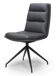 2 x Nobo Grey Faux Leather Swivel Dining Chair with Black Legs - thumbnail 2