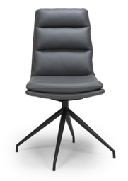 2 x Nobo Grey Faux Leather Swivel Dining Chair with Black Legs - thumbnail 3