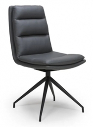 2 x Nobo Grey Faux Leather Swivel Dining Chair with Black Legs - thumbnail 1