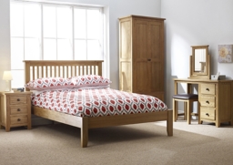 Appleby Petite Oak Bed Frame, Low Foot End with Slatted Headboard - thumbnail 2