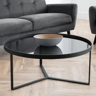 Loft Smoked Glass Top 90cm Round Coffee Table - image 1