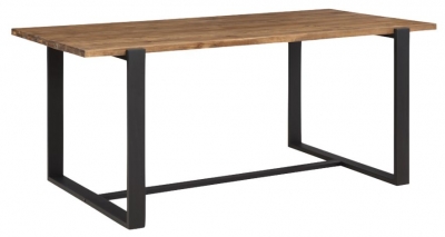 Pembroke Rustic Pine Dining Table, 180cm Seats 8 Diners Rectangular Top with Black Metal Legs - image 1