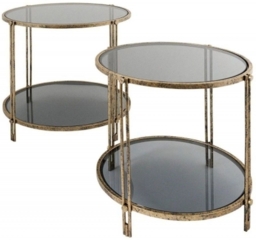 Mindy Brownes Rhianna Antique Gold Round Side Table (Set of 2)