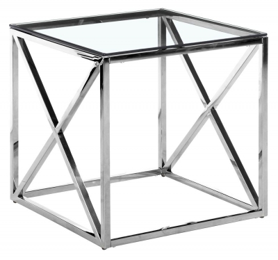 Luisa Glass and Chrome Square Side Table - image 1