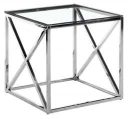 Luisa Glass and Chrome Square Side Table - thumbnail 1