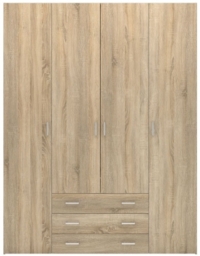 Penrith Oak Effect 4 Door 3 Drawer Wardrobe