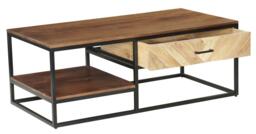Clearance - Rennes Chevron 1 Drawer Storage Coffee Table - Rustic Mango Wood - thumbnail 3