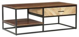 Clearance - Rennes Chevron 1 Drawer Storage Coffee Table - Rustic Mango Wood - thumbnail 2