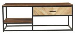 Clearance - Rennes Chevron 1 Drawer Storage Coffee Table - Rustic Mango Wood - thumbnail 1