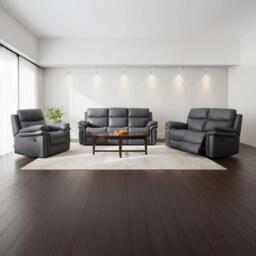 Richmond Recliner Sofa Suite - Charcoal Grey Fabric - thumbnail 1