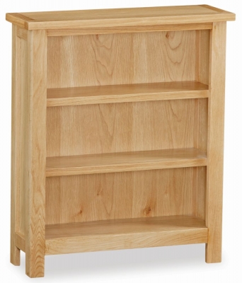New Trinity Natural Oak Low Bookcase, 70cm Bookshelf with 2 Shelves