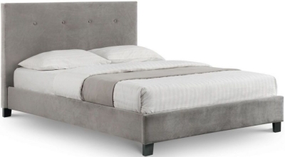 Shoreditch Slate Velvet Fabric Bed - Comes in Double and King Size Options - image 1
