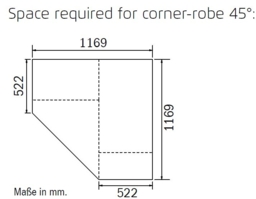 Rauch Alabama 117cm Silk Grey 2 Door Mirror Corner Wardrobe - thumbnail 5