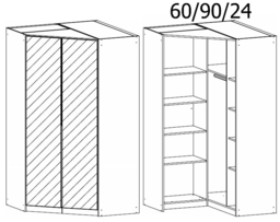 Rauch Alabama 117cm Silk Grey 2 Door Mirror Corner Wardrobe - thumbnail 2