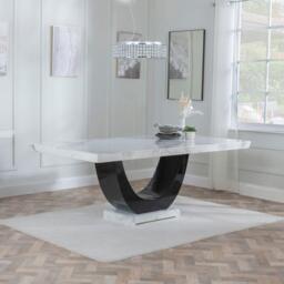 GET 2 CHAIRS FREE - Madrid White Marble Dining Set - Giovanni Black Fabric Dining Chair - thumbnail 2