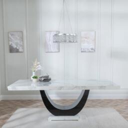 GET 2 CHAIRS FREE - Madrid White Marble Dining Set - Giovanni Black Fabric Dining Chair - thumbnail 3