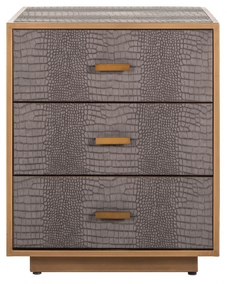 Classio Vegan Leather 3 Drawer Bedside Cabinet - image 1