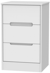 Monaco White 3 Drawer Beside Cabinet