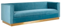 Opal Light Blue Velvet Fabric 3 Seater Sofa - thumbnail 2