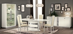 Camel Roma Day White Italian Butterfly Extending Dining Table and 6 Rombi Upholstered Chairs - thumbnail 3