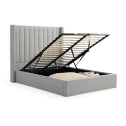 Emerson Athena Grey Velvet Fabric Ottoman Storage Bed -6ft Queen Size - thumbnail 2
