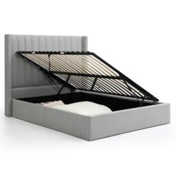 Emerson Athena Grey Velvet Fabric Ottoman Storage Bed -6ft Queen Size - thumbnail 3